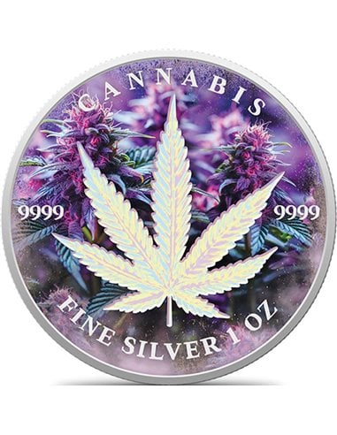 CANNABIS Purple Haze Edition1 Oz Silbermünze 5000 Francs Tschad 2024