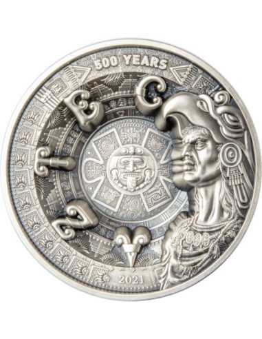 AZTEC EMPIRE 500th Anniversary Multilayer 1 Kilo Silver Coin 25$ Samoa 2021