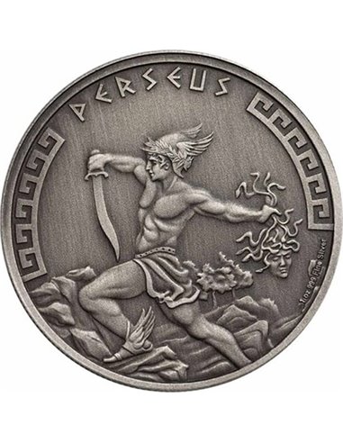PERSÉE Héros antiques de la mythologie grecque Pièce d'argent de 1 once 2 $ Niue 2024