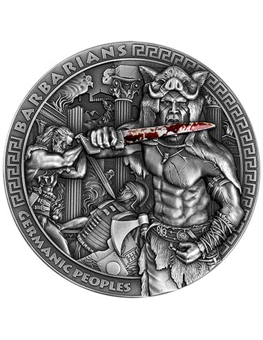 GERMANIC PUEBLOS Barbarian World 2 Oz Moneda Plata 5$ Niue 2023
