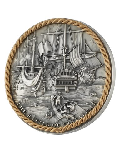 BITWA POD TRAFALGAREM Bitwy morskie 2 uncje srebrnej monety 5 $ Niue 2023
