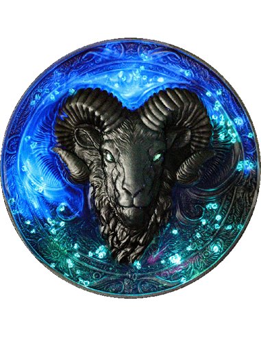 ARIES Glow in the Dark Twelve Zodiac Signs 5 Oz Монета Серебро 12$ Ниуэ 2024