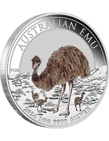 AUSTRALIAN EMU Colored 1 Oz Монета Серебро 1$ Австралия 2024