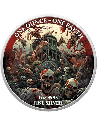 EARTH The Time of the Zombies Монета Серебро 1$ Фиджи 2022