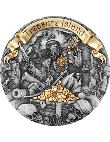 TREASURE ISLAND 2 Oz Монета Серебро 2000 Франков Камерун 2024 г.