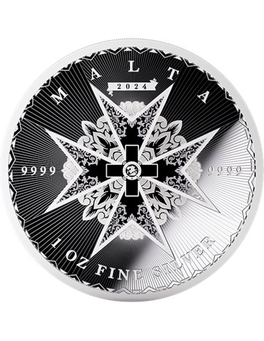 KRZYŻ MALTAŃSKI 1 Oz Srebrna moneta próbna 5 Euro Malta 2024