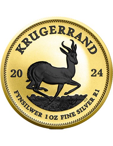 GOLD BLACK PLATINUM Krugerrand 1 Oz Silver Coin 1 Rand South Africa 2024