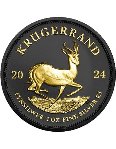 KRUGERRAND Black Platinum Pièce d'Argent de 1 Oz 1 Rnad Afrique du Sud 2024