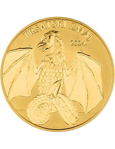 DRAGON TRSAT 1 Oz Золотая монета 100 Евро Хорватия 2024 года
