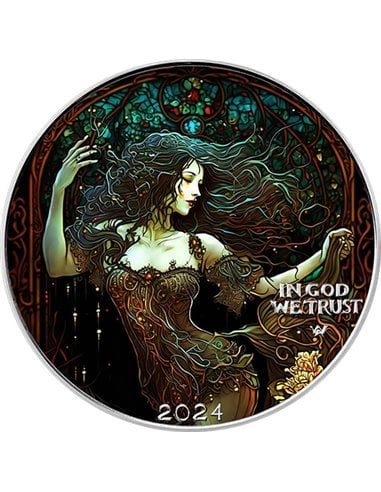 DARK BEAUTY Stained Glass Dream 1 Oz Silver Coin 1$ USA 2024