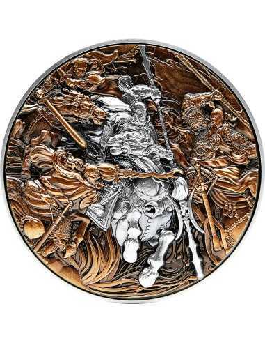LU BU Battle Against Three Heroes 2 Oz Silver Coin 10000 Francs Chad 2021