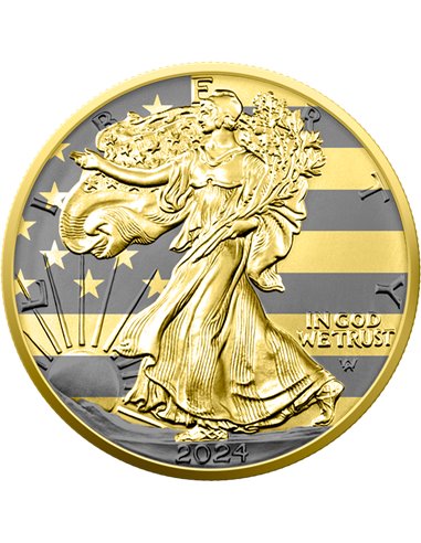 GOLDEN RING Águila Americana 1 Oz Moneda Plata 1$ USA 2024