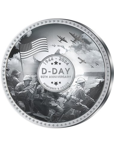 D-DAY Seaborne Invasion 80th Anniversary Монета Серебро 5$ Соломоновы Острова 2024