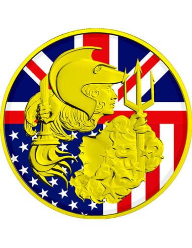 BANDIERA UK E USA Britannia e Liberty Moneta Argento da 1 Oz 2 Sterline Regno Unito 2024
