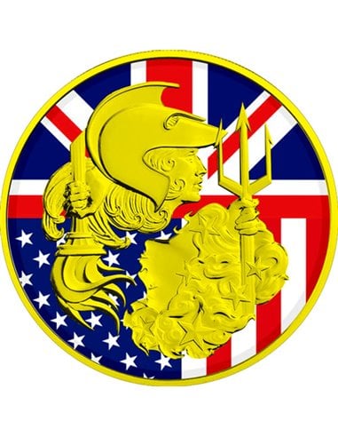 UK & USA FLAG Britannia and Liberty 1 Oz Silver Coin 2 Pounds United Kingdom 2024