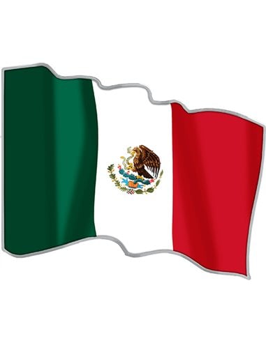 3D WAVING MEXICAN FLAG 1 Oz Silver Coin 2000 Francs Cameroon 2023