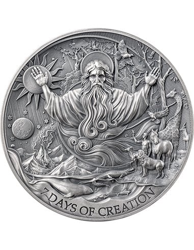 SEVEN DAYS OF CREATION Bible Stories 2 Oz Silver Coin 2000 Francs Cameroon 2024