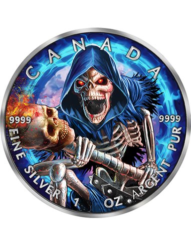 GRIM REAPER Death Maple Leaf Armageddon VII 1 Oz Монета Серебро 5$ Канада 2024