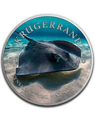 STINGRAY Ocean Giants Крюгерранд 1 унция Серебряная монета 1 ранд Южная Африка 2020