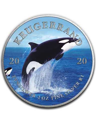 KILLER WHALE Ocean Giants Крюгерранд 1 унция Серебряная монета 1 ранд Южная Африка 2020