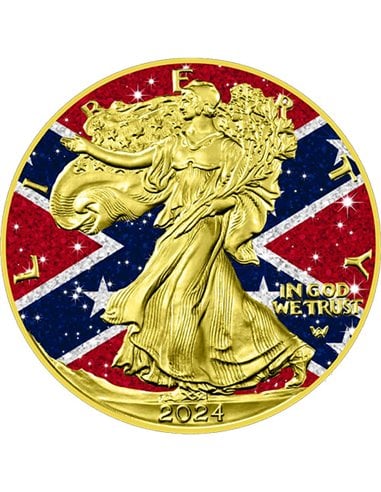 DIAMANTFLAGGE Konföderierter Adler 1 Oz Silber Münze 1$ USA 2024