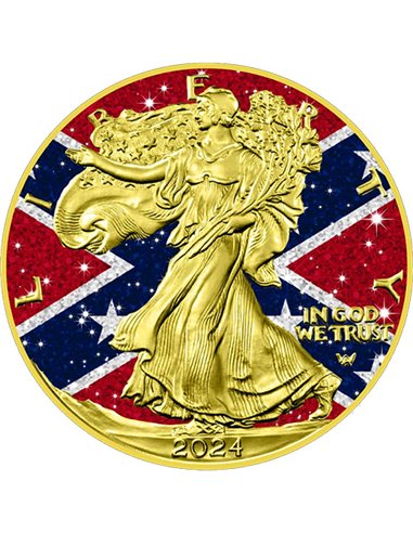 DIAMOND FLAG Confederate Eagle 1 Oz Silver Coin 1$ USA 2024