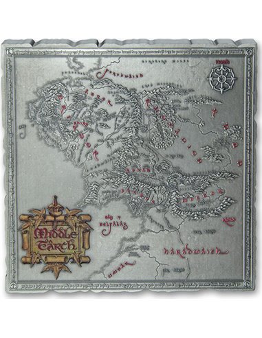 MIDDLE EARTH MAP 5 Oz Монета Серебро 10$ Ниуэ 2024