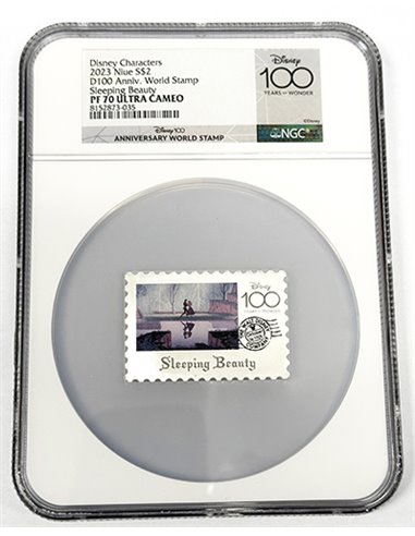 Dornröschen 100. Briefmarke 1 Oz Silber Proof Münze 2$ Niue 2023 NGC PF 70 UCAM