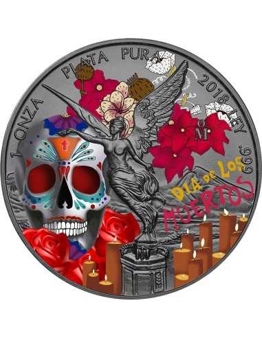 DIA DE LOS MUERTOS Day of the Dead Libertad 1 Oz Silver Coin Mexico 2018