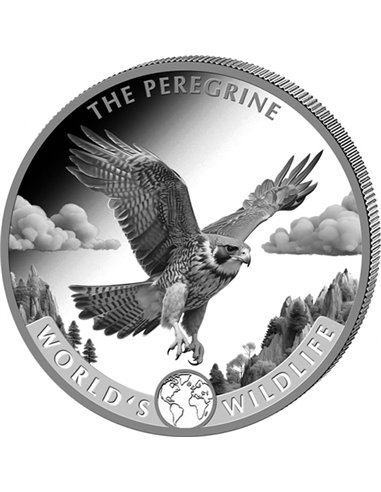 PEREGRINE FALCON World's Wildlife 1 Oz Silver Coin 20 Francs Congo 2024