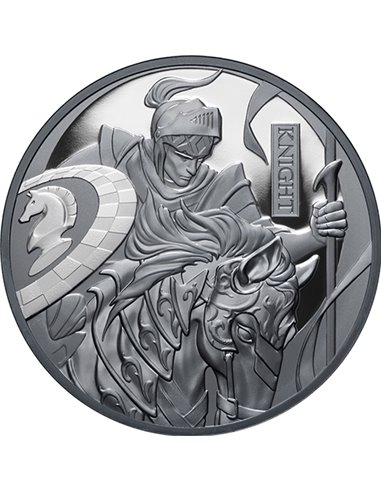 CHESS KNIGHT ARMORED HORSE 1 Oz Silver Coin 1$ Niue 2024