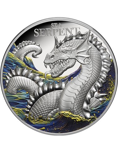 WĄŻ MORSKI Mityczne stworzenie 2 uncje srebrnej monety 5 $ Niue 2023