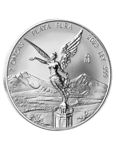 ЛИБЕРТАД 2 унции Серебряная РЕВЕРСНАЯ монета пруф Мексика 2023