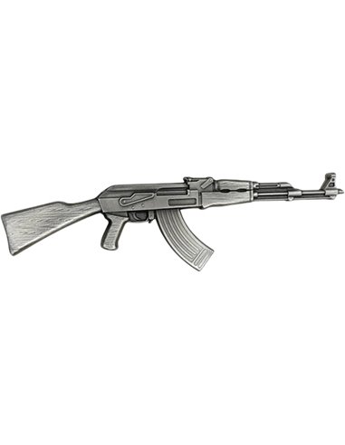 FUSIL À CARABINE AK-47 Les plus grandes armes à feu Pièce d'argent de 2 onces 10000 Francs Tchad 2024