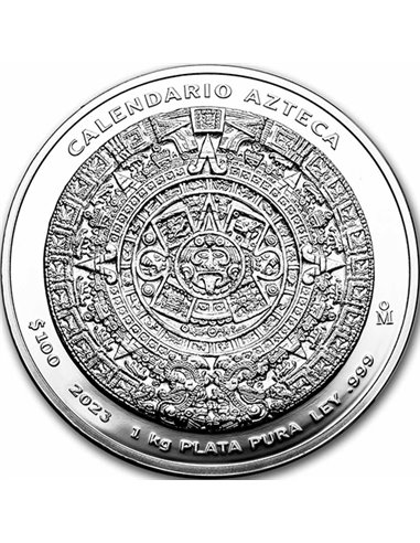 АЦТЕКИ КАЛЕНДАРЬ Либертад 1 кг Килограмм Серебряная монета Мексика 2023