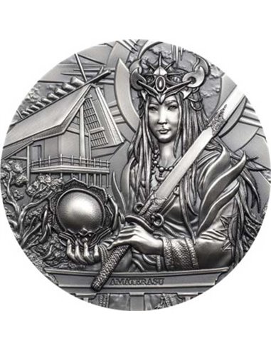 AMATERASU Gods Of The World Серебряная монета 3 унции 20$ Острова Кука 2021