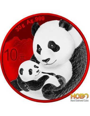 PANDA Espacio Rojo Moneda Plata 10 Yuan China 2019