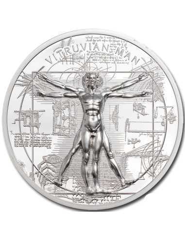 HOMME DE VITRUVIE 1 Oz Silver Coin 5$ Îles Cook 2021