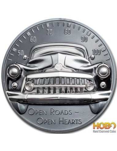 AUTO CLASSICA Open Roads 2 Oz Moneta Argento 10$ Cook Islands 2021