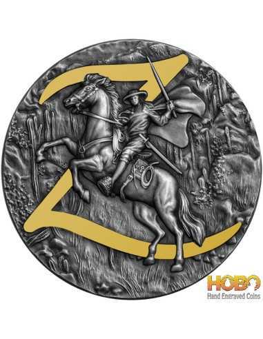 ZORRO Серебряная монета 2 унции 5$ Ниуэ 2021