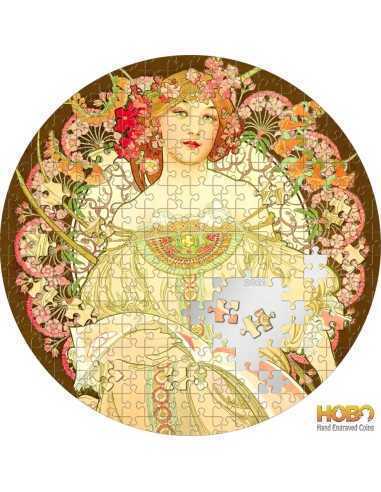 REVERIE By Mucha Micropuzzle Treasures 3 Oz Silver Coin 20$ Palaos 2021