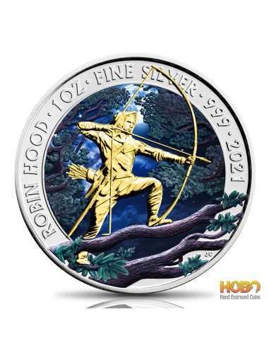 ROBIN HOOD Sherwood Rise of Legends Серебряная монета 1 унция 2 фунта Соединенное Королевство 2021