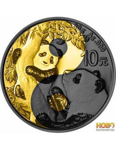 PANDA Yin Yang Moneda Plata 10 Yuan China 2021