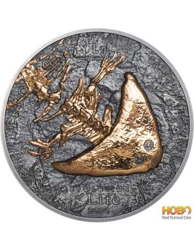 DIPLOCAULUS Evolution of Life Серебряная монета 1 унция 500 тогрогов Монголия 2020