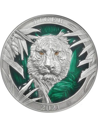 MAJESTICAL TIGER Colours of Wildlife 3 Oz Silver Coin 5$ Barbados 2021
