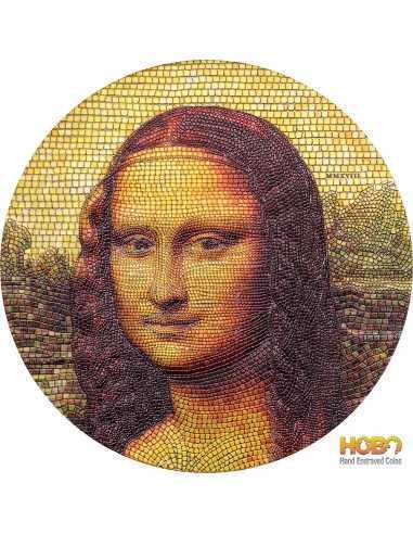 MONA LISA Monna Leonardo Da Vinci Wielka Mikromozaika Pasja 3 uncje Srebrna Moneta 20$ Palau 2018