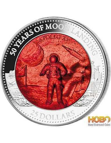 MOON LANDING 50th Anniversary Mother Of Pearl 5 Oz Silver Coin 25$ Îles Salomon 2019