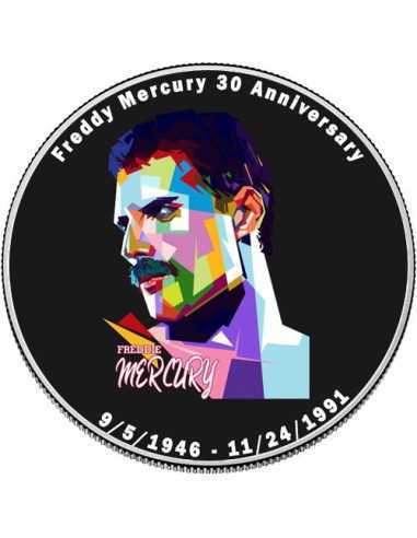 FREDDIE MERCURY 30 Anniversary Walking Liberty 1 Oz Moneta Argento 1$ USA 2021
