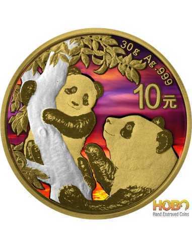PANDA Edición Atardecer Moneda Plata 10 Yuan China 2021