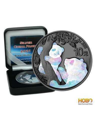 PANDA Holograficzna Edycja Srebrna Moneta 10 Yuan Chiny 2021